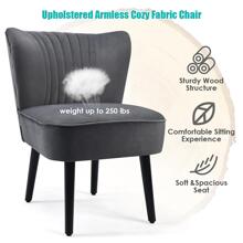 Costway Set of 2 Armless Accent Chair Upholstered Leisure Chair Single Sofa - 深灰色 - 查看 6
