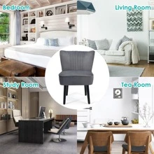 Costway Set of 2 Armless Accent Chair Upholstered Leisure Chair Single Sofa - 深灰色 - 查看 5