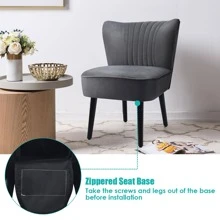 Costway Set of 2 Armless Accent Chair Upholstered Leisure Chair Single Sofa - 深灰色 - 查看 7