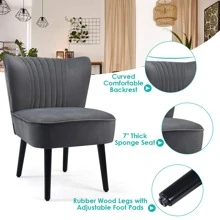 Costway Set of 2 Armless Accent Chair Upholstered Leisure Chair Single Sofa - 深灰色 - 查看 8