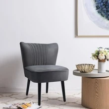 Costway Set of 2 Armless Accent Chair Upholstered Leisure Chair Single Sofa - 深灰色 - 查看 4