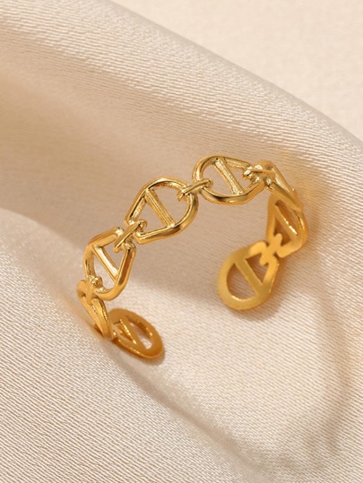 1 pièce Bague Ouverte À La Mode En Acier Inoxydable Ajouré Pour Femme Pour Décoration Quotidienne