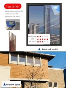 1pc Heat Insulation Glass Film Sunscreen Window Film For Home, Balcony, Office, Building, 45cm X 1m/2m/3m/5m/10m - Brown - View 4