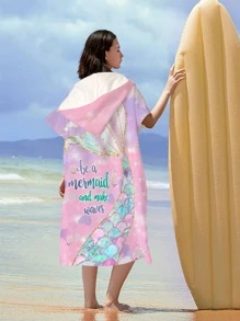 Due  jeheo 1入組美人魚尾巴圖案連帽浴袍 - 彩色 - 查看 2