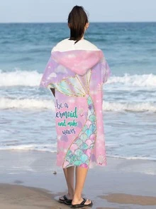 Due  jeheo 1入組美人魚尾巴圖案連帽浴袍 - 彩色 - 查看 4