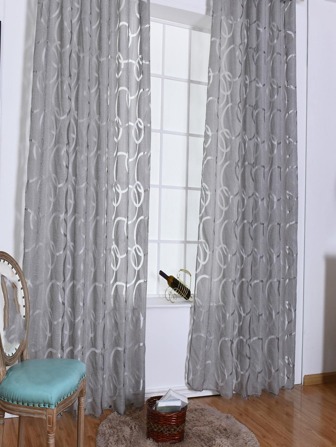 Geometric Pattern Single Panel Sheer Curtain