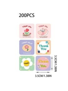 1 Roll Flower & Letter Pattern Label Sticker Back To School
