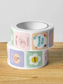 1 Roll Flower & Letter Pattern Label Sticker Back To School
