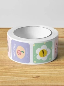 1 Roll Flower & Letter Pattern Label Sticker Back To School