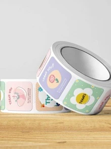 1 Roll Flower & Letter Pattern Label Sticker Back To School