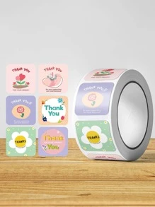1 Roll Flower & Letter Pattern Label Sticker Back To School