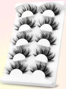 5 对 25 毫米蓬松仿貂睫毛持久睫毛戏剧性浓密睫毛延长浓密 25 毫米睫毛 - 黑色 - 查看 2