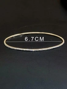 1 件水晶装饰脚链手链，精致弹性闪亮派对珠宝 - 金色 - 查看 4