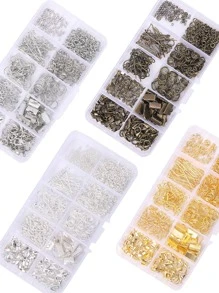 Bộ Hộp 10 Lưới Khóa Tôm Hùm, Ghim 9 Hình & Vòng Nhảy Mở Tự Làm Phụ Kiện Làm Trang Sức - 10 ô vuông - Xem 4