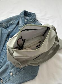 Letter Patch Detail Hobo Bag With Coin Purse Nylon Casual School Bag For Graduate, Teen Girls, Freshman, Sophomore, Junior & Senior In College, University & High School, Perfect For Outdoors ,Travel & Back To School , Women Bag With Dime Bag