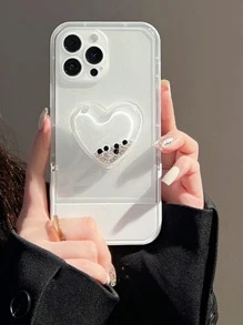 Soporte de la caja del teléfono móvil del estilo de la forma de los granos del corazón - Blanco - Ver 1