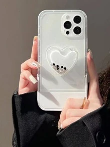 Soporte de la caja del teléfono móvil del estilo de la forma de los granos del corazón - Blanco - Ver 2