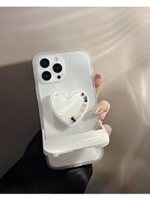 Soporte de la caja del teléfono móvil del estilo de la forma de los granos del corazón - Blanco - Ver 4