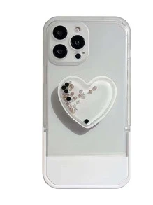 Soporte de la caja del teléfono móvil del estilo de la forma de los granos del corazón - Blanco - Ver 5