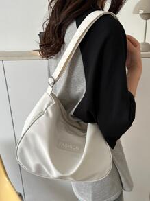 Bolsa Hobo Com Detalhe De Remendo De Carta Com Bolsa De Moedas Nylon Bolsa Escolar Branca Casual Para Graduados, Meninas Adolescentes, Calouros, Alunos Do Segundo Ano, Juniores E Seniores Na Faculdade, Universidade E Ensino Médio, Perfeita Para Atividades Ao Ar Livre, Viagens E Volta Às Aulas