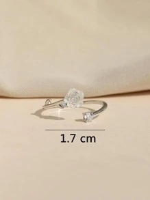 1 chiếc nhẫn thời trang bằng hợp kim kẽm đính hoa và đá quý trang trí cho phụ nữ để trang trí hàng ngày cho ngày lễ tình nhân, mẹ, mẹ, ngày của mẹ, quà tặng - Bạc - Xem 4