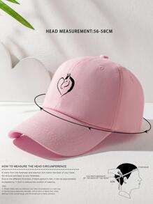 1入組中性Y2K風格圖案小馬和愛心設計棒球帽,適用於戶外運動或者日常通勤 - 粉色 - 查看 4