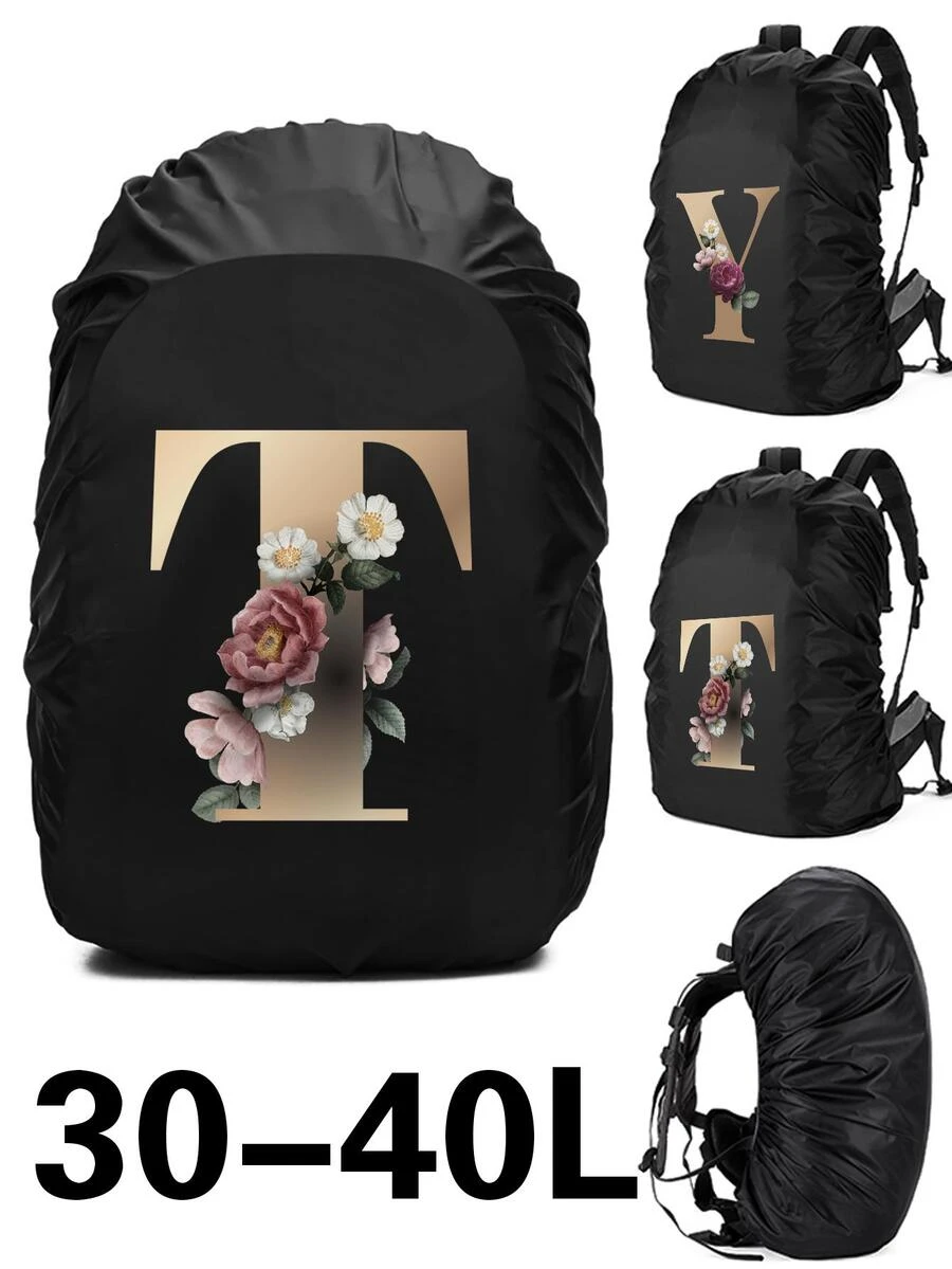 35L Ba Lô Che Mưa Họa Tiết Chữ Chống Bụi Bao Chống Nước Mưa Cho Lưng Phụ Kiện Du Lịch Chữ Vàng - màu đen - Xem 1