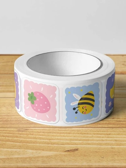 200pcs Cute Cartoon Sealing Stickers Copper Paper Adhesive Cartoon Children Decorative Labels Strawberry Stickers Wholesale Back To School