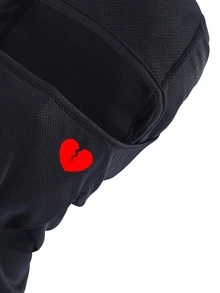 1pc Red Heart Printed Mask Hood for Men and Women Outdoor Riding Balaclava Hat Windproof and Sunscreen Sun Hat - Black - View 2