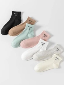 7對/套女士簡約風卡通表情有圖案襪子 - 彩色 - 查看 2