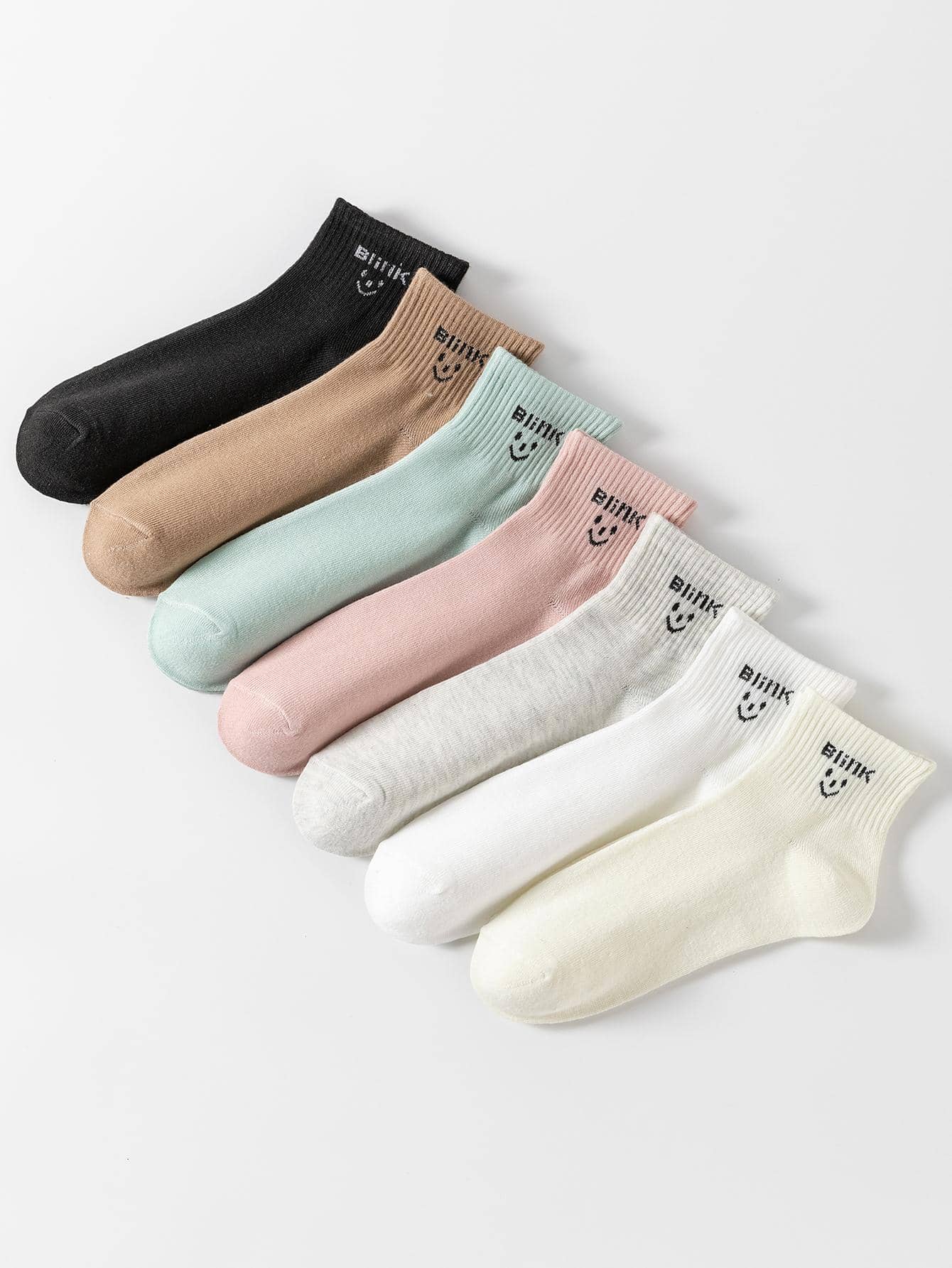 7對/套女士簡約風卡通表情有圖案襪子 - 彩色 - 查看 1