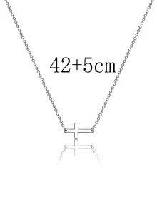 Cross Pendant Necklace - Silver - View 3
