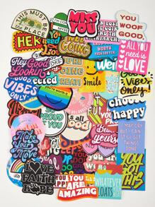 50 piezas Pegatinas impermeable grafiti con con diseño de slogan - Multicolor - Ver 1