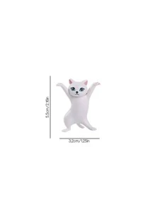 1 件/2 件可爱猫形笔筒和耳机架，有趣的桌面装饰最佳礼物 - 白色 - 查看 6