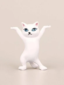 1 件/2 件可爱猫形笔筒和耳机架，有趣的桌面装饰最佳礼物 - 白色 - 查看 4