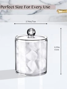 Holder Dispenser For Swab,  Round Pads, Floss Picks - 10 Oz Clear Plastic Apothecary Jar Set For Bathroom Canister Storage Organization, Vanity Makeup Organizer - Clear - View 2