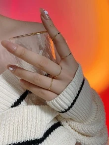 Nhẫn bạc tối giản - Vàng - Xem 5