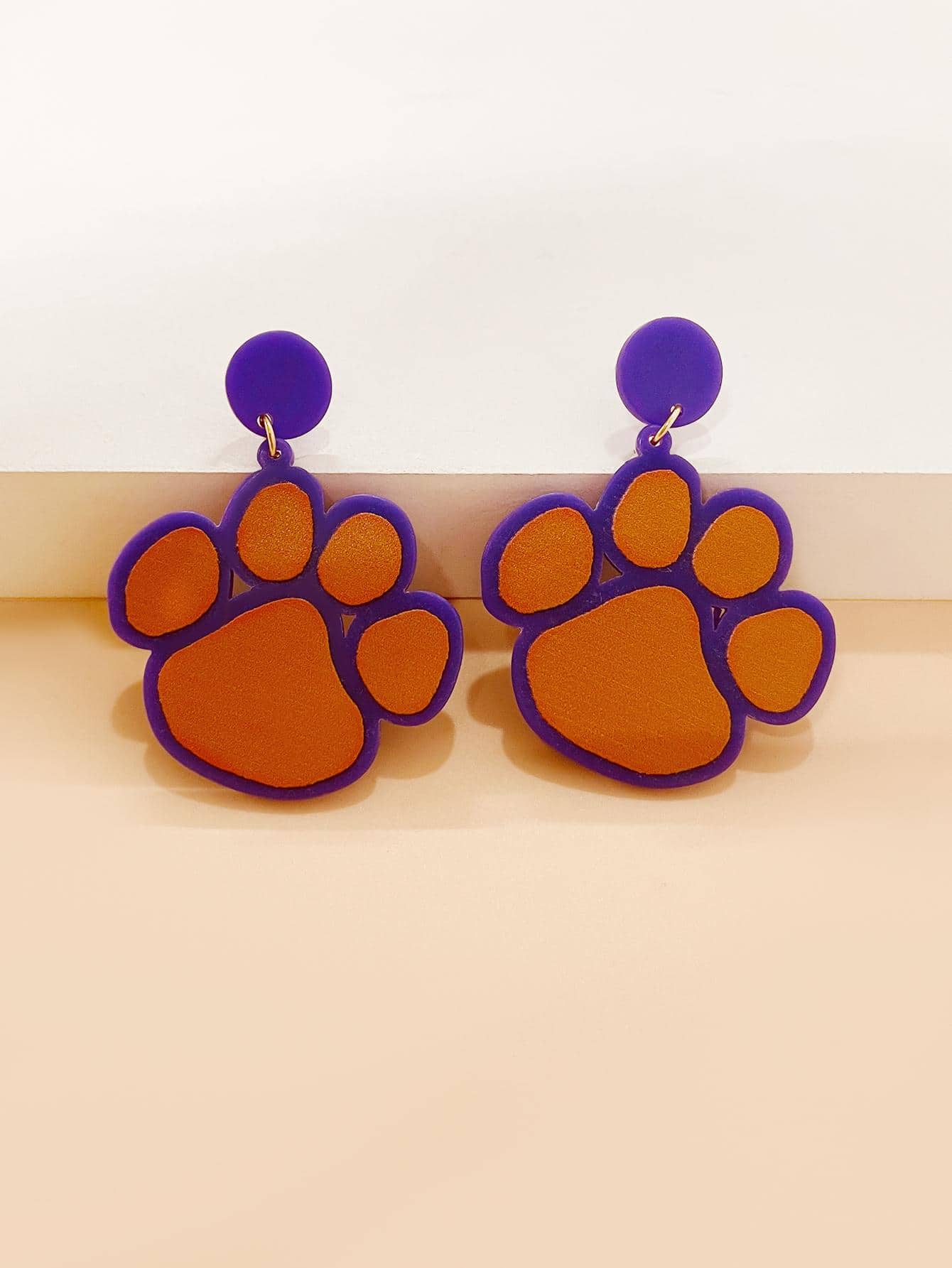 1pair Cute Paw Drop Earrings For Women For Gift - Multicolor - View 1