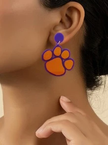 1pair Cute Paw Drop Earrings For Women For Gift - Multicolor - View 4