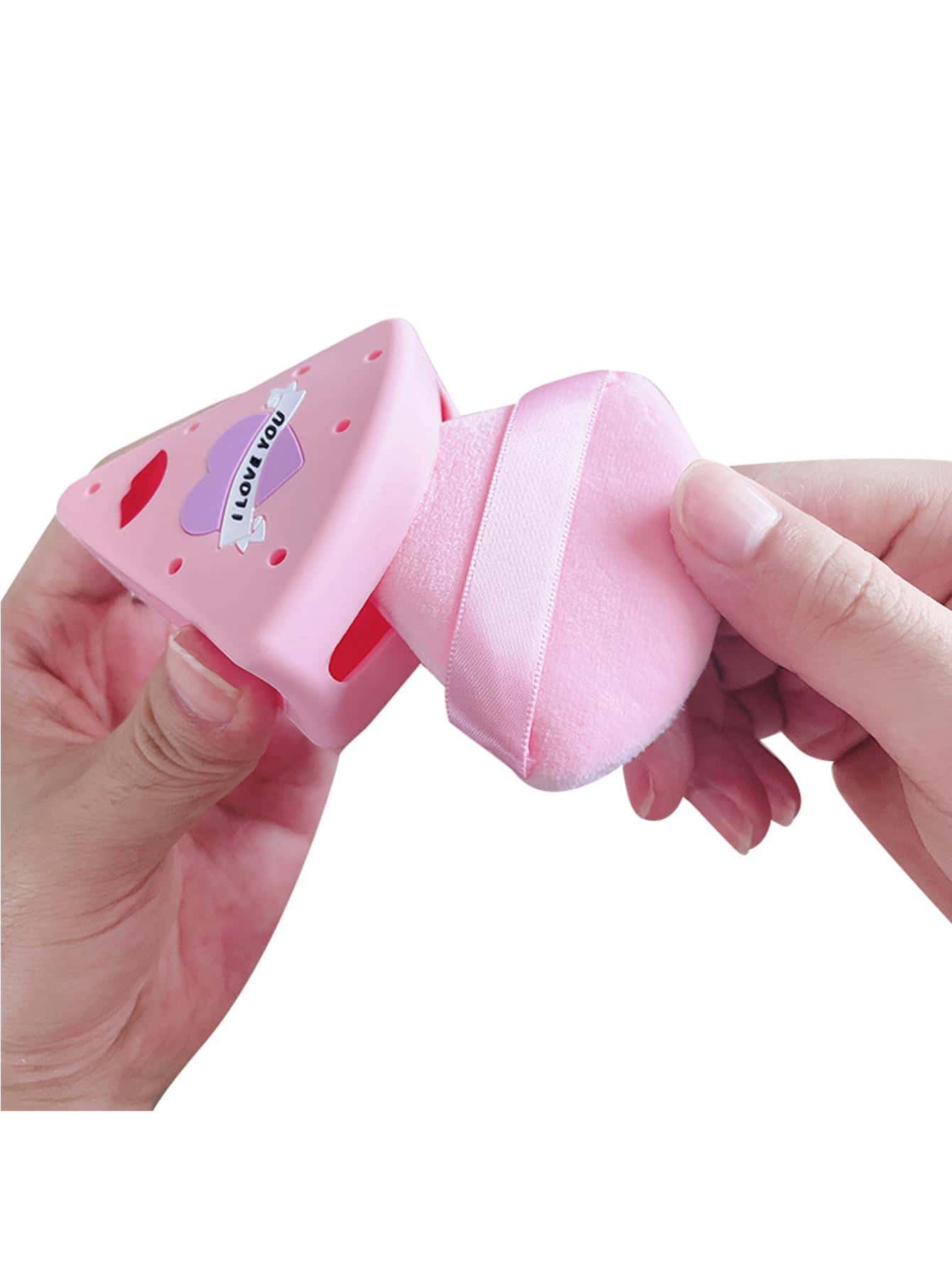 1pc Pink Powder Puff Case - Pink - View 1