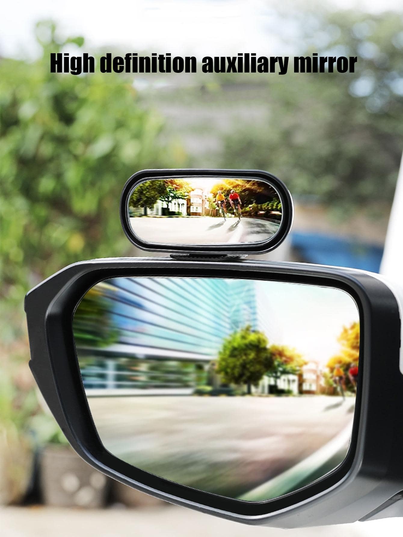 1 pieza retrovisor del coche Espejo alta definición auxiliar Espejo - Negro - Ver 1