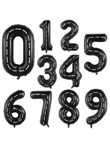 Mtrong Te 1PC Bóng bay Heli lá số màu đen 40 inch tùy chỉnh Trang trí tiệc sinh nhật Globos, Giáng sinh - màu đen - Xem 2