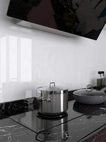 1roll Plain Color Kitchen Waterproof Wall Paper, Renovation Stickers Peel Wall Panels, Wall Paper, Wallpapers, Spring Decoration Items Refresh Your Home, Rama Decoration Stickers Gifts Birthday Graduation - White - View 4