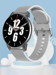 gris de silicona Correa de reloj monitoreo de frecuencia cardíaca Reloj inteligente - Plateado - Ver 1