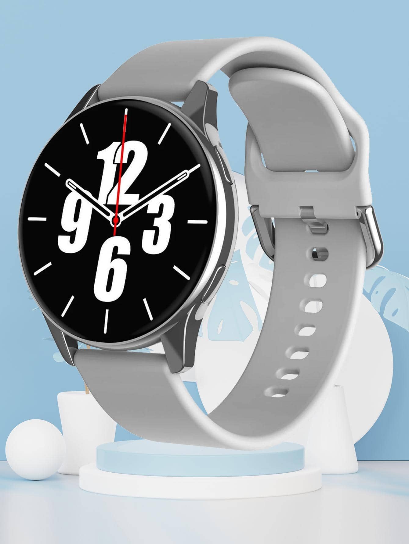 gris de silicona Correa de reloj monitoreo de frecuencia cardíaca Reloj inteligente - Plateado - Ver 1