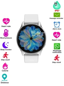 gris de silicona Correa de reloj monitoreo de frecuencia cardíaca Reloj inteligente - Plateado - Ver 3