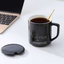 1pc Slogan Graphic Mug - Black - View 2