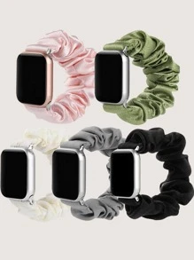 5入組素色大腸髮圈設計錶帶適用於Apple Watch