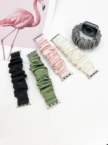 5入組素色大腸髮圈設計錶帶適用於Apple Watch