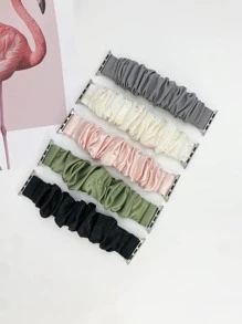 5入組素色大腸髮圈設計錶帶適用於Apple Watch